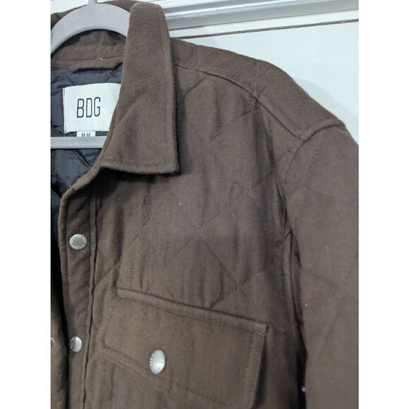 BDG quilted Shacket men's size medium brown lined snaps cotton Jacket - Picture 3 of 9